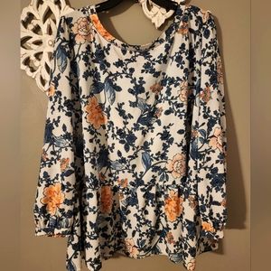 Loft Plus Size 24 Peplum Floral Blouse